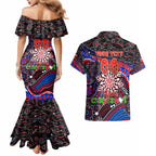 Merry Christmas AFL Demons Couples Matching Mermaid Dress and Hawaiian Shirt Aboriginal Santa Football Mascot