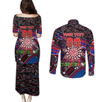 Merry Christmas AFL Demons Couples Matching Puletasi and Long Sleeve Button Shirt Aboriginal Santa Football Mascot