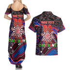 Merry Christmas AFL Demons Couples Matching Summer Maxi Dress and Hawaiian Shirt Aboriginal Santa Football Mascot