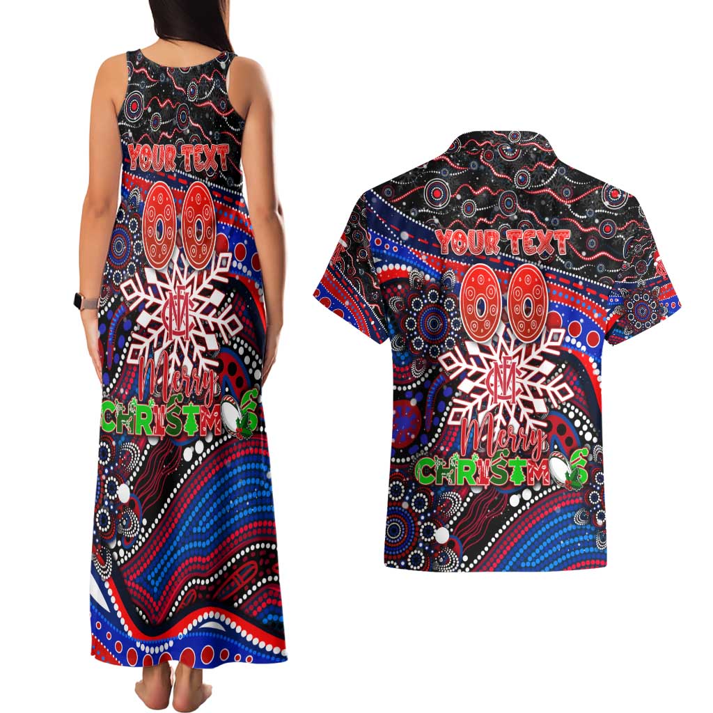Merry Christmas AFL Demons Couples Matching Tank Maxi Dress and Hawaiian Shirt Aboriginal Santa Football Mascot