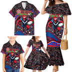 Merry Christmas AFL Demons Family Matching Mermaid Dress and Hawaiian Shirt Aboriginal Santa Football Mascot