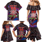 Merry Christmas AFL Demons Family Matching Mermaid Dress and Hawaiian Shirt Aboriginal Santa Football Mascot