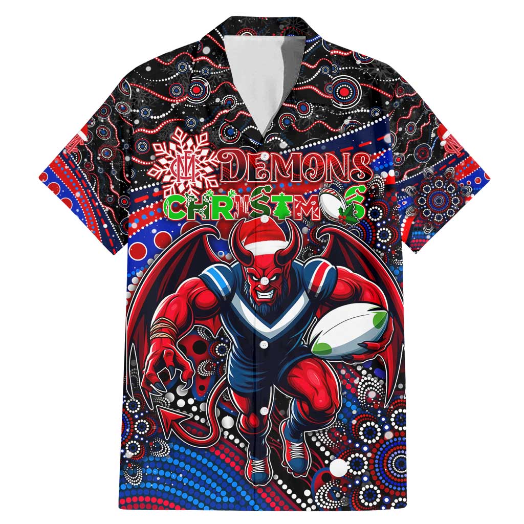 Merry Christmas AFL Demons Family Matching Mermaid Dress and Hawaiian Shirt Aboriginal Santa Football Mascot