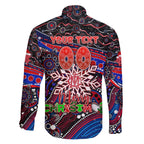 Merry Christmas AFL Demons Family Matching Off The Shoulder Long Sleeve Dress and Hawaiian Shirt Aboriginal Santa Football Mascot