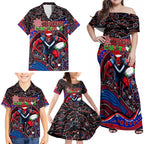 Merry Christmas AFL Demons Family Matching Off Shoulder Maxi Dress and Hawaiian Shirt Aboriginal Santa Football Mascot