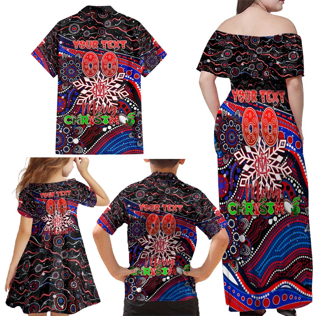 Merry Christmas AFL Demons Family Matching Off Shoulder Maxi Dress and Hawaiian Shirt Aboriginal Santa Football Mascot