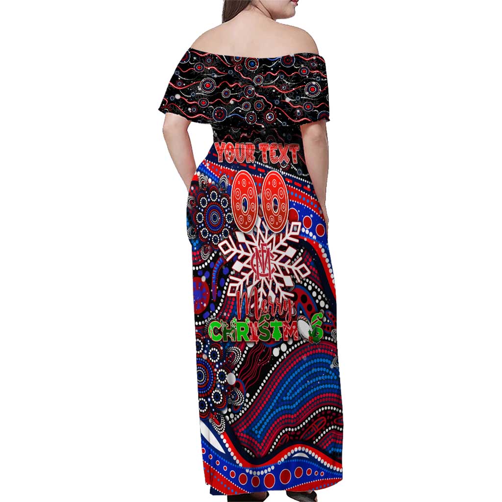 Merry Christmas AFL Demons Family Matching Off Shoulder Maxi Dress and Hawaiian Shirt Aboriginal Santa Football Mascot