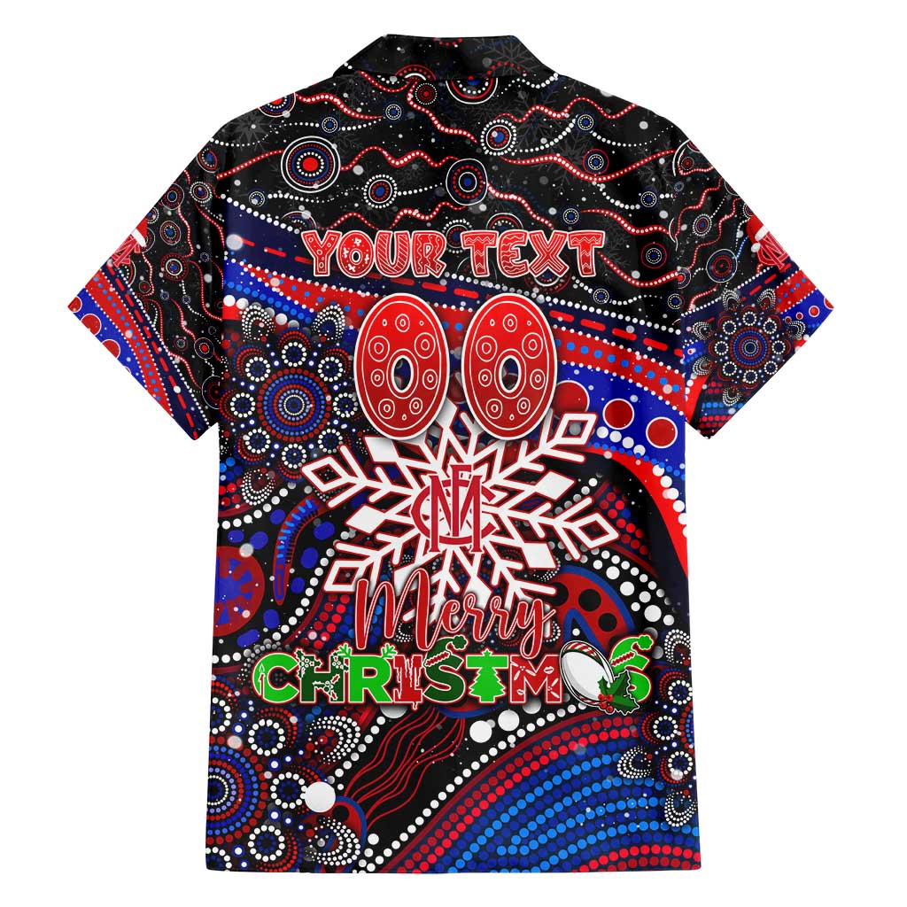 Merry Christmas AFL Demons Family Matching Off Shoulder Short Dress and Hawaiian Shirt Aboriginal Santa Football Mascot