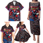 Merry Christmas AFL Demons Family Matching Puletasi and Hawaiian Shirt Aboriginal Santa Football Mascot