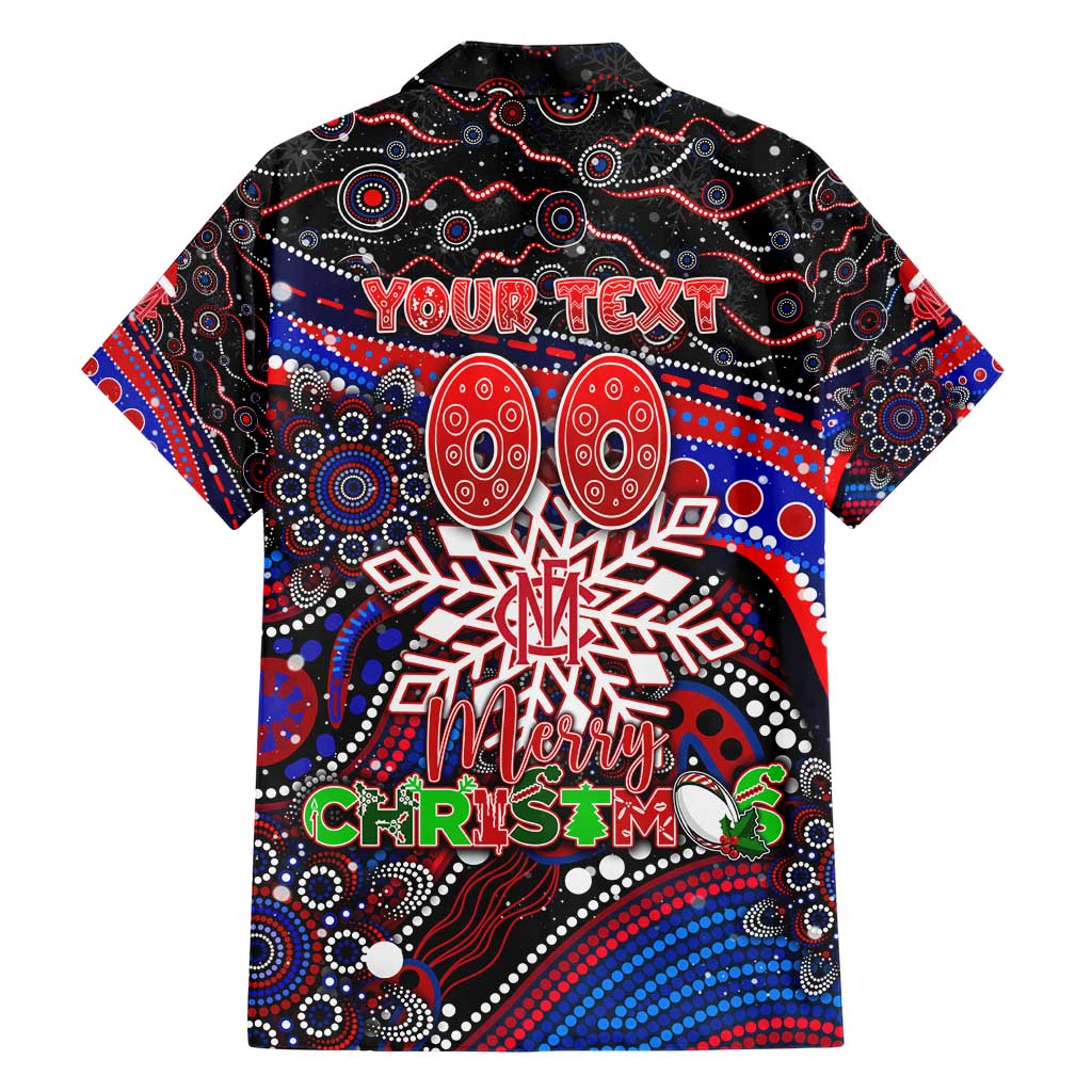 Merry Christmas AFL Demons Family Matching Short Sleeve Bodycon Dress and Hawaiian Shirt Aboriginal Santa Football Mascot