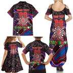 Merry Christmas AFL Demons Family Matching Summer Maxi Dress and Hawaiian Shirt Aboriginal Santa Football Mascot