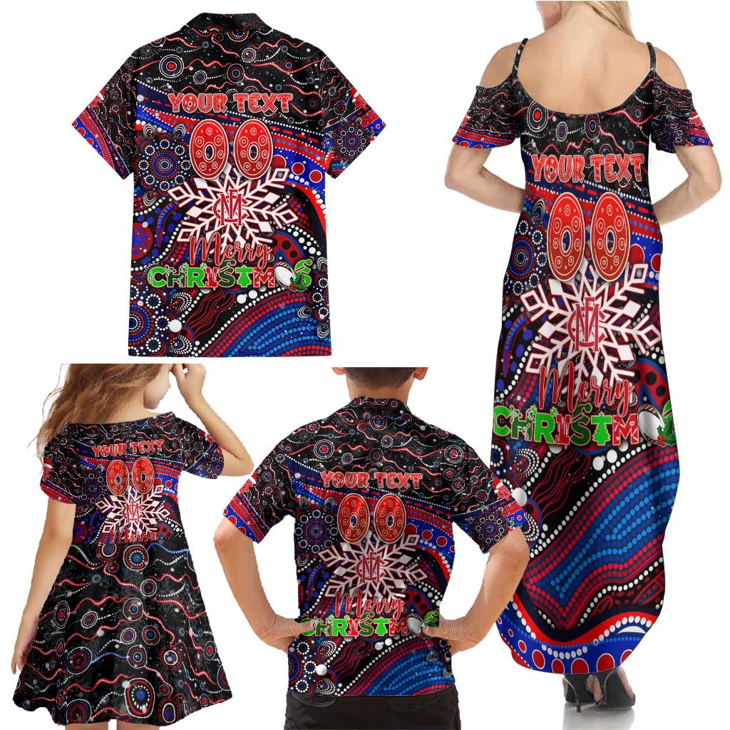 Merry Christmas AFL Demons Family Matching Summer Maxi Dress and Hawaiian Shirt Aboriginal Santa Football Mascot