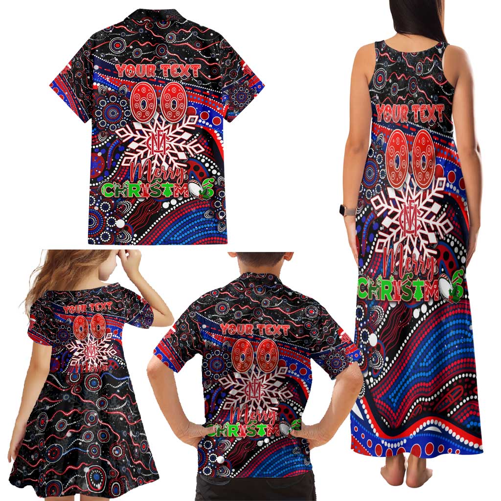 Merry Christmas AFL Demons Family Matching Tank Maxi Dress and Hawaiian Shirt Aboriginal Santa Football Mascot