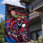 Merry Christmas AFL Demons Garden Flag Aboriginal Santa Football Mascot