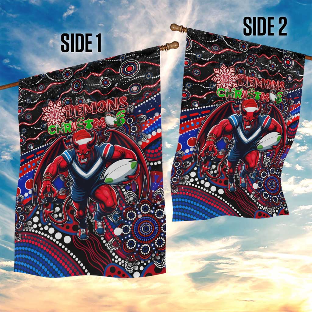 Merry Christmas AFL Demons Garden Flag Aboriginal Santa Football Mascot