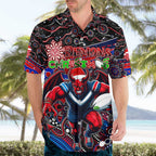 Merry Christmas AFL Demons Hawaiian Shirt Aboriginal Santa Football Mascot