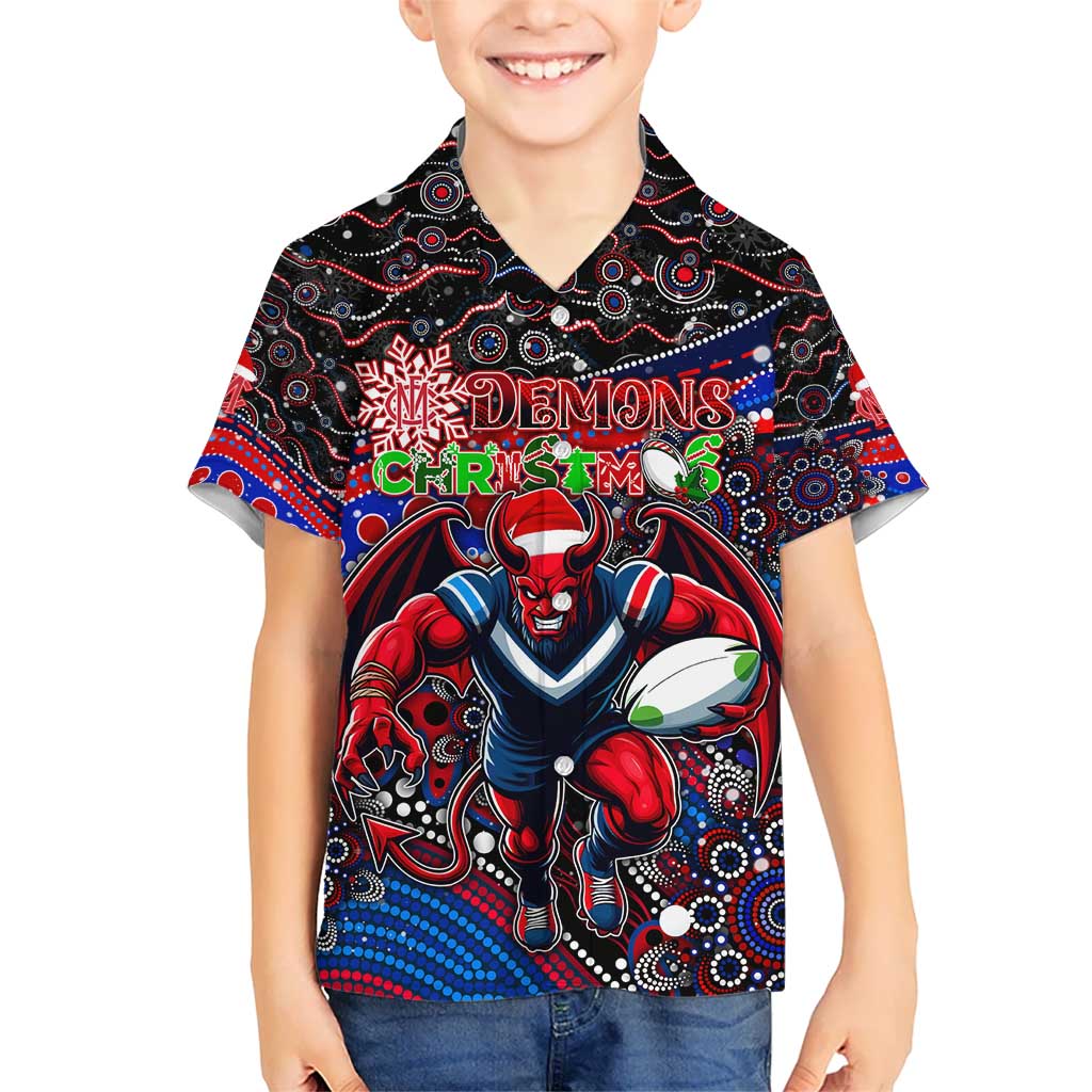 Merry Christmas AFL Demons Hawaiian Shirt Aboriginal Santa Football Mascot
