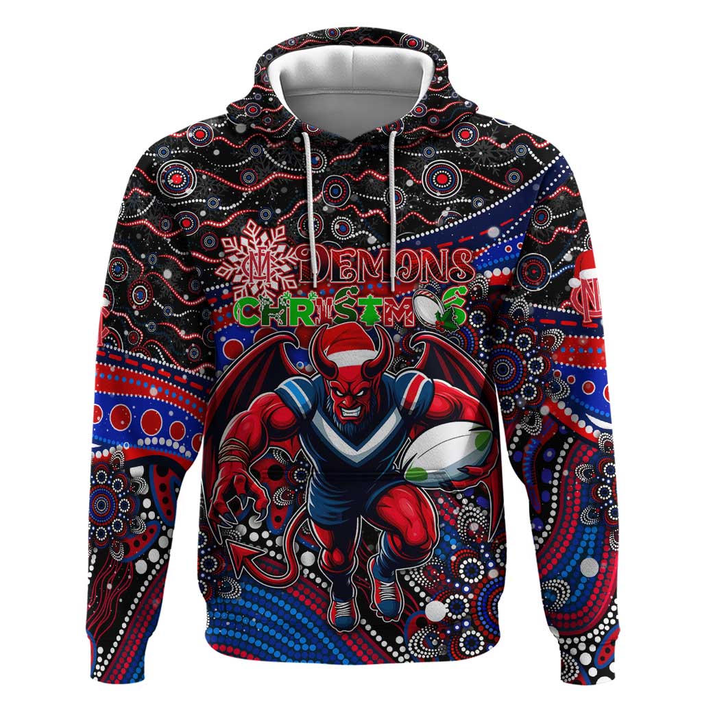 Merry Christmas AFL Demons Hoodie Aboriginal Santa Football Mascot