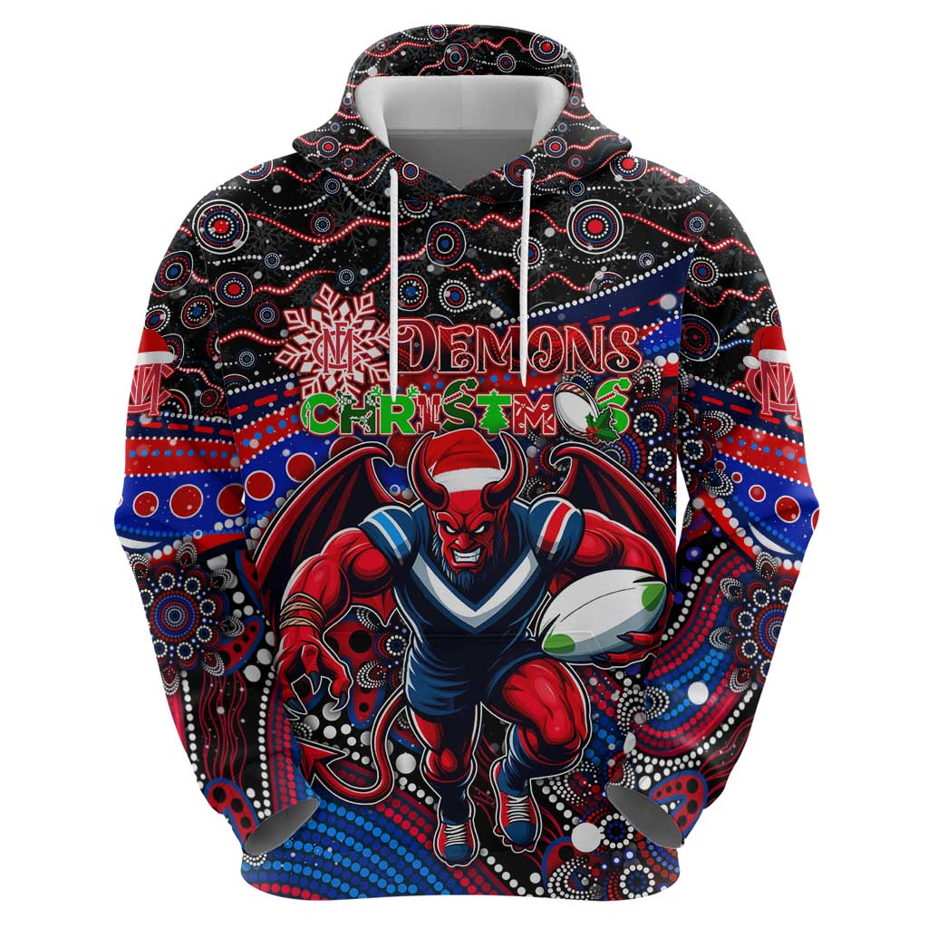 Merry Christmas AFL Demons Hoodie Aboriginal Santa Football Mascot