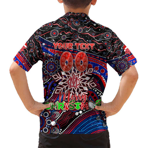 Merry Christmas AFL Demons Kid Hawaiian Shirt Aboriginal Santa Football Mascot