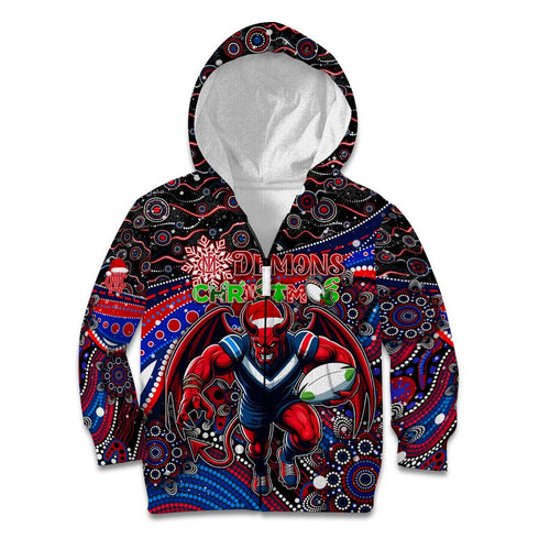 Merry Christmas AFL Demons Kid Hoodie Aboriginal Santa Football Mascot