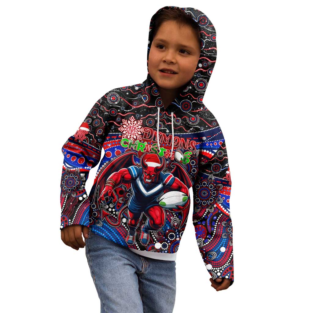 Merry Christmas AFL Demons Kid Hoodie Aboriginal Santa Football Mascot