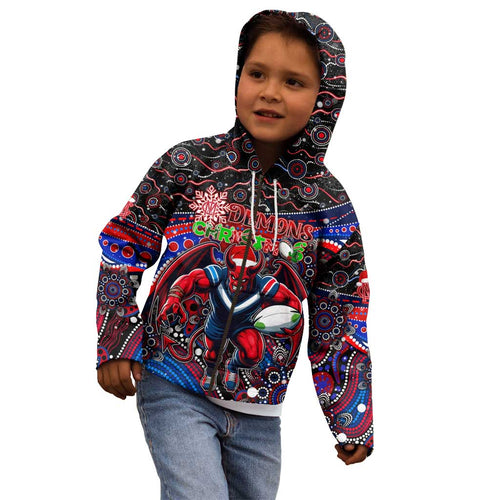 Merry Christmas AFL Demons Kid Hoodie Aboriginal Santa Football Mascot