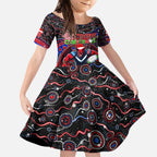Merry Christmas AFL Demons Kid Short Sleeve Dress Aboriginal Santa Football Mascot