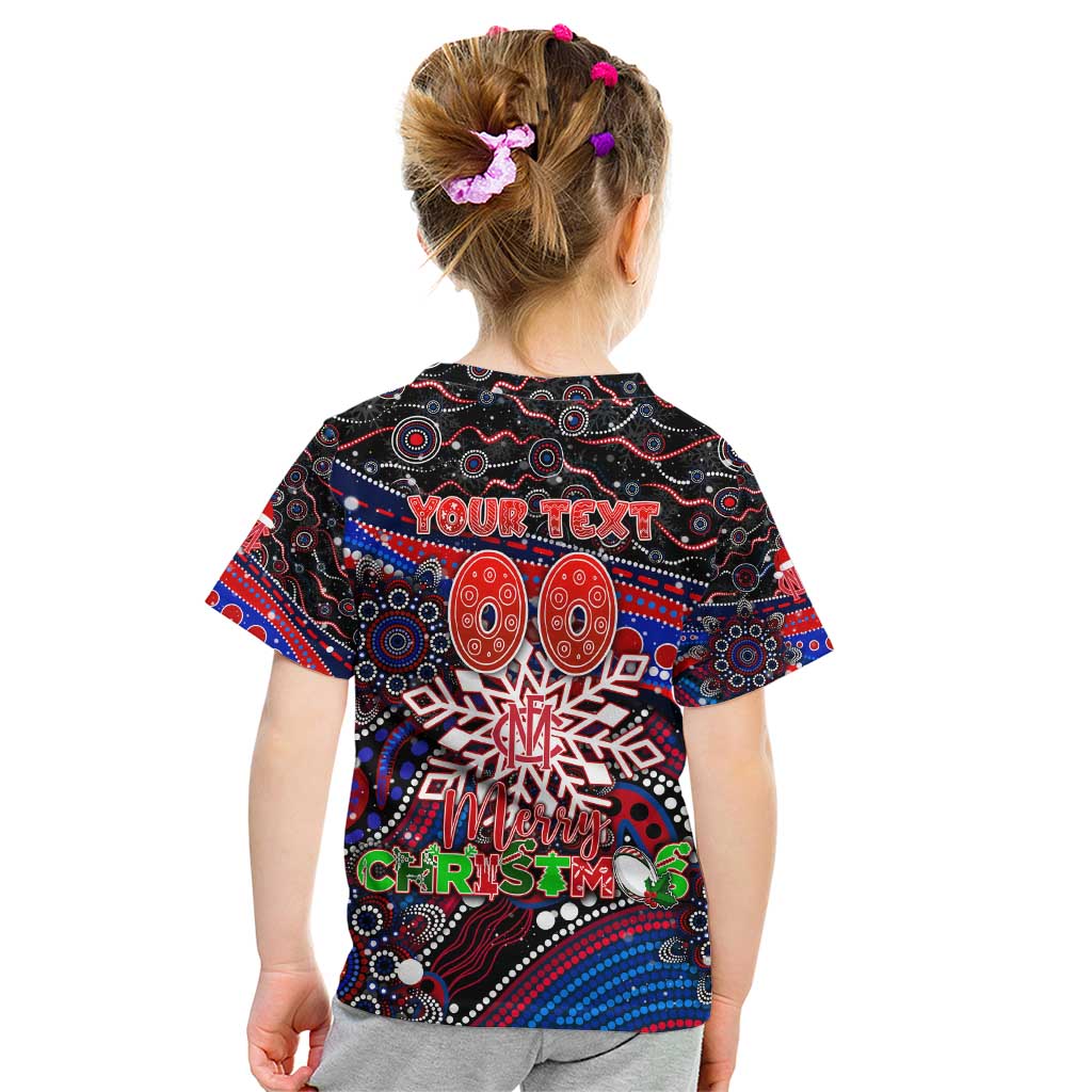 Merry Christmas AFL Demons Kid T Shirt Aboriginal Santa Football Mascot