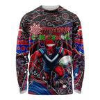 Merry Christmas AFL Demons Long Sleeve Shirt Aboriginal Santa Football Mascot