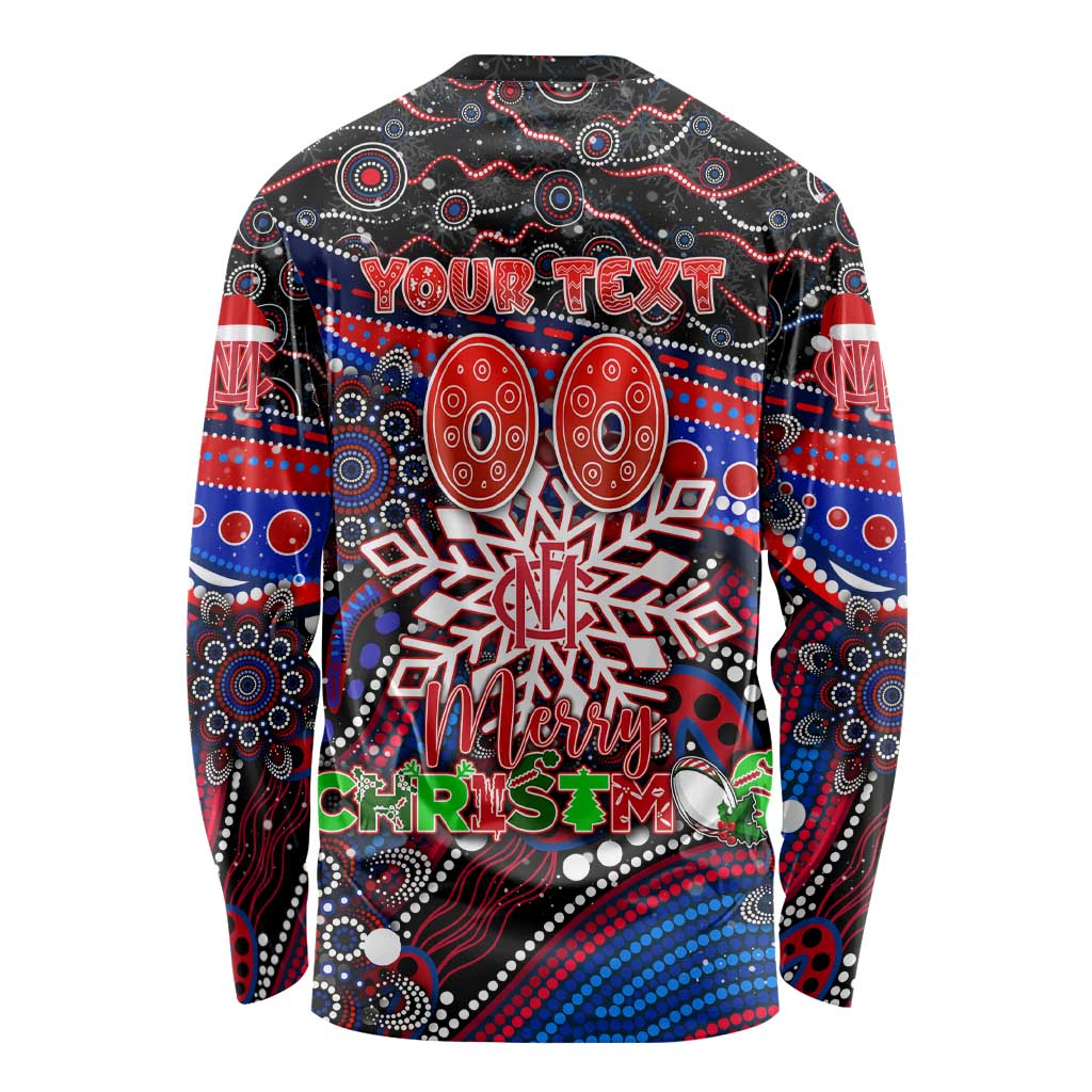 Merry Christmas AFL Demons Long Sleeve Shirt Aboriginal Santa Football Mascot