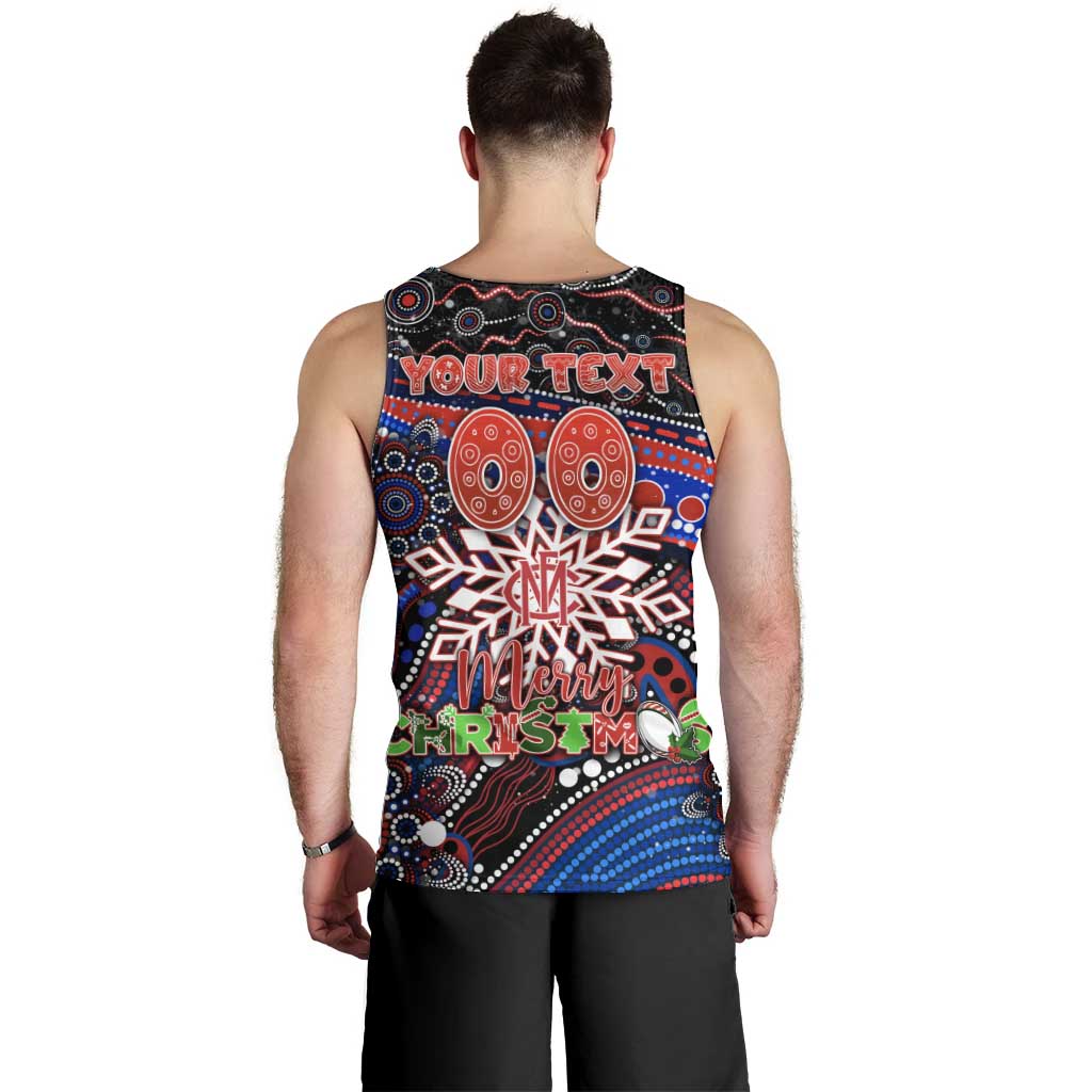 Merry Christmas AFL Demons Men Tank Top Aboriginal Santa Football Mascot