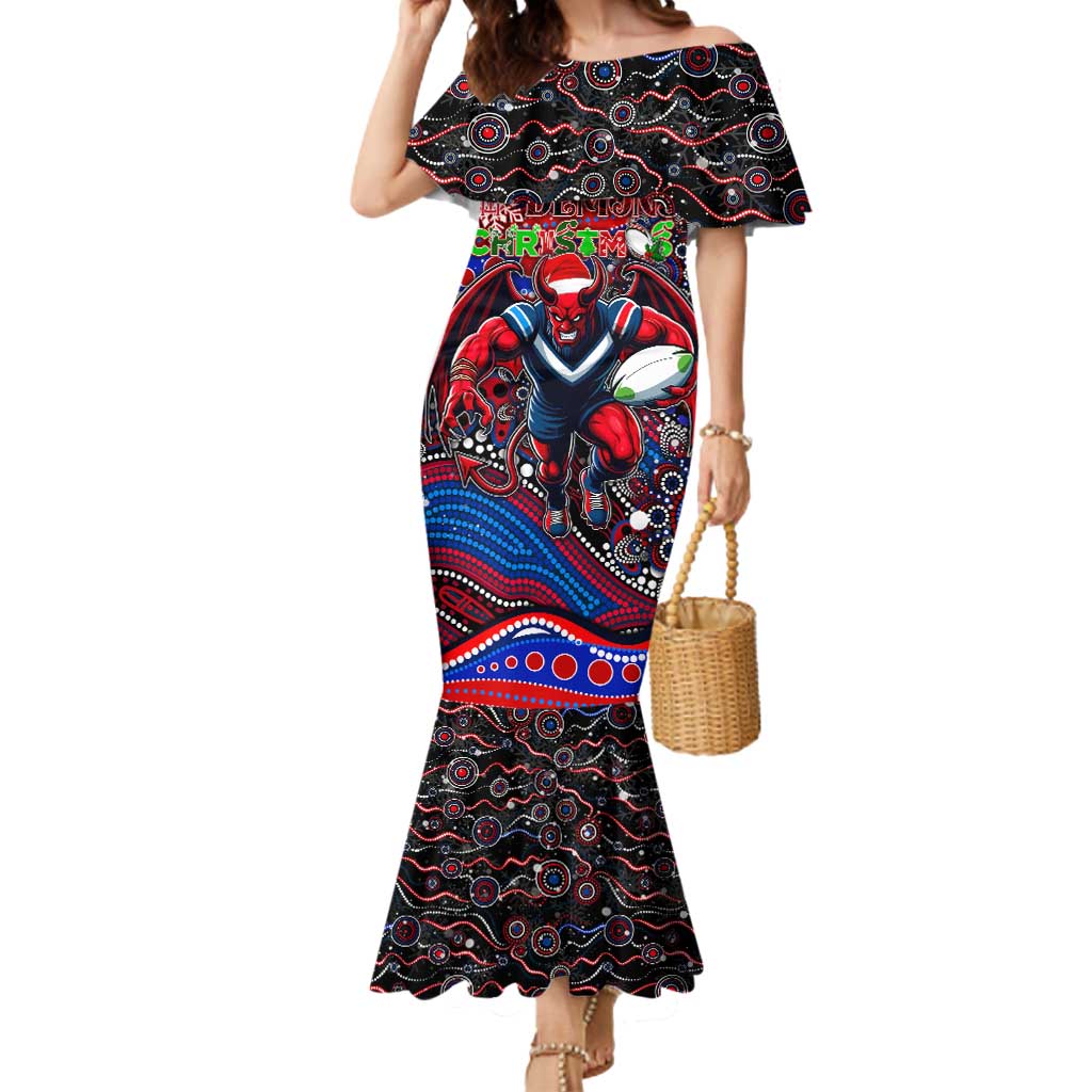 Merry Christmas AFL Demons Mermaid Dress Aboriginal Santa Football Mascot