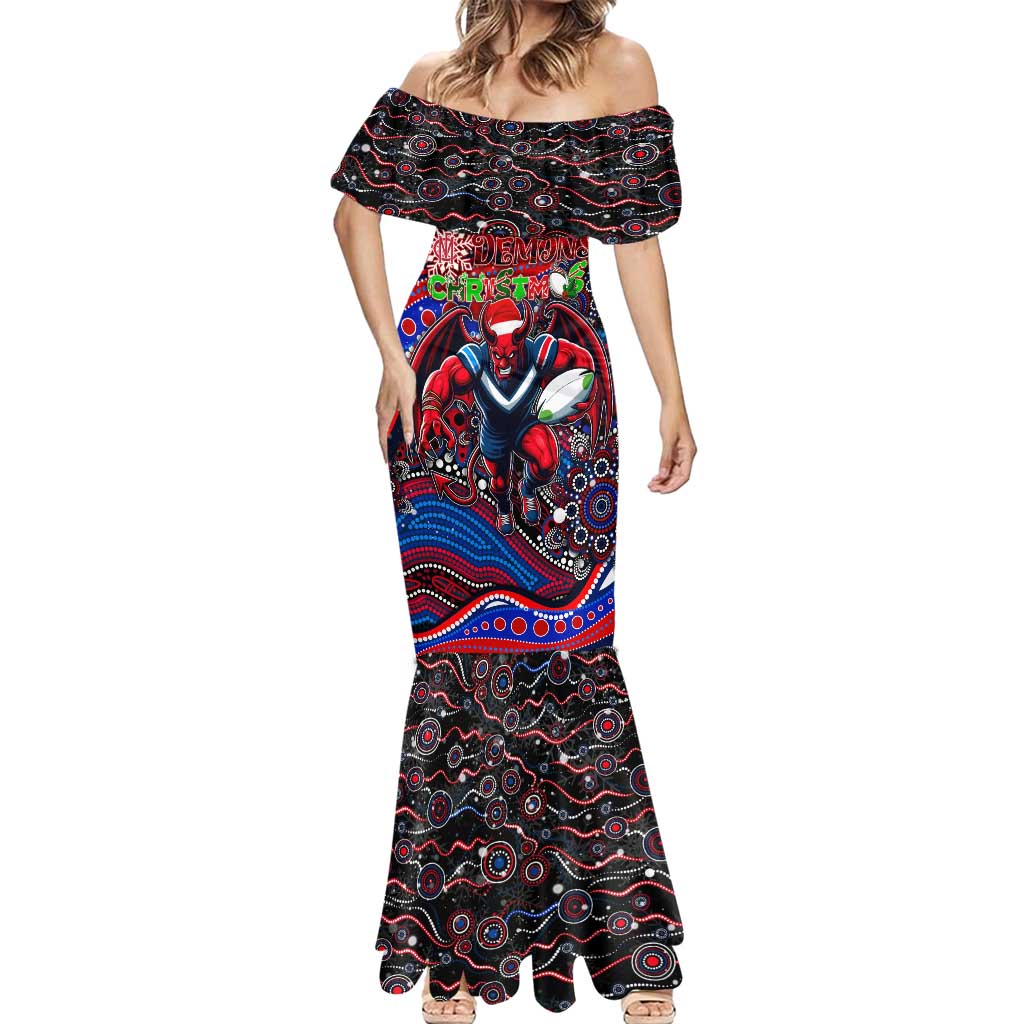Merry Christmas AFL Demons Mermaid Dress Aboriginal Santa Football Mascot