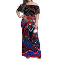 Merry Christmas AFL Demons Off Shoulder Maxi Dress Aboriginal Santa Football Mascot