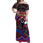 Merry Christmas AFL Demons Off Shoulder Maxi Dress Aboriginal Santa Football Mascot
