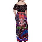 Merry Christmas AFL Demons Off Shoulder Maxi Dress Aboriginal Santa Football Mascot