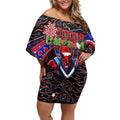 Merry Christmas AFL Demons Off Shoulder Short Dress Aboriginal Santa Football Mascot