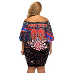 Merry Christmas AFL Demons Off Shoulder Short Dress Aboriginal Santa Football Mascot