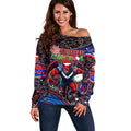 Merry Christmas AFL Demons Off Shoulder Sweater Aboriginal Santa Football Mascot