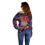 Merry Christmas AFL Demons Off Shoulder Sweater Aboriginal Santa Football Mascot