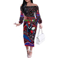 Merry Christmas AFL Demons Off The Shoulder Long Sleeve Dress Aboriginal Santa Football Mascot