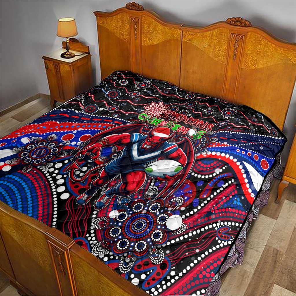 Merry Christmas AFL Demons Quilt Aboriginal Santa Football Mascot