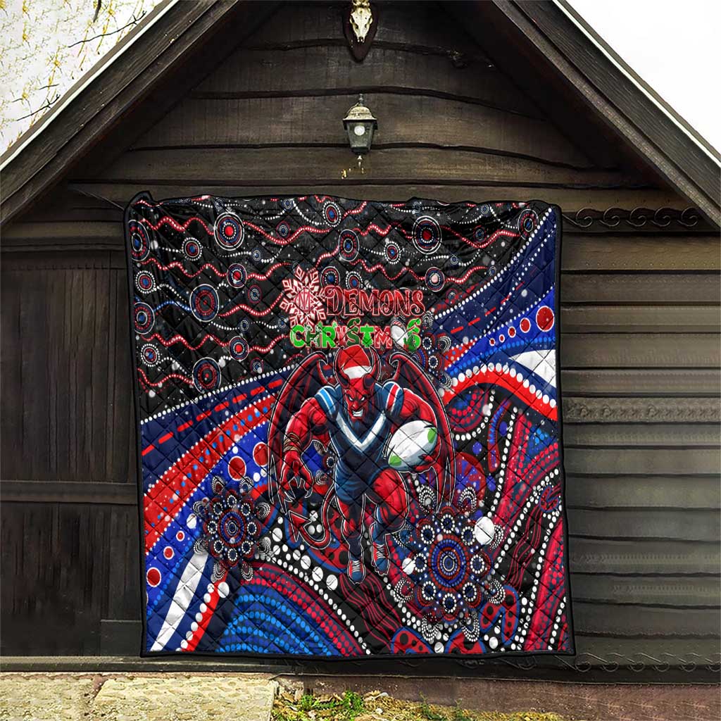 Merry Christmas AFL Demons Quilt Aboriginal Santa Football Mascot