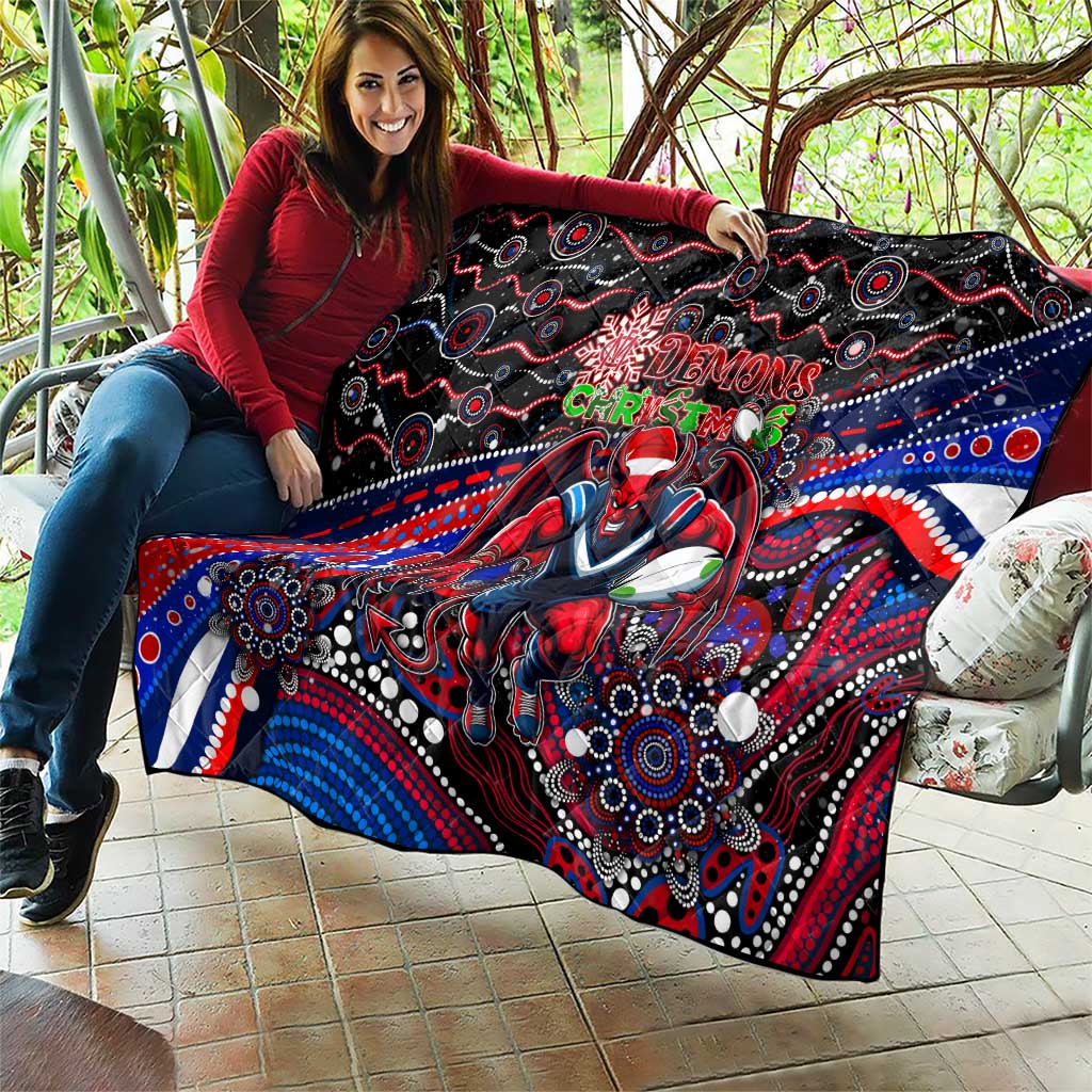 Merry Christmas AFL Demons Quilt Aboriginal Santa Football Mascot