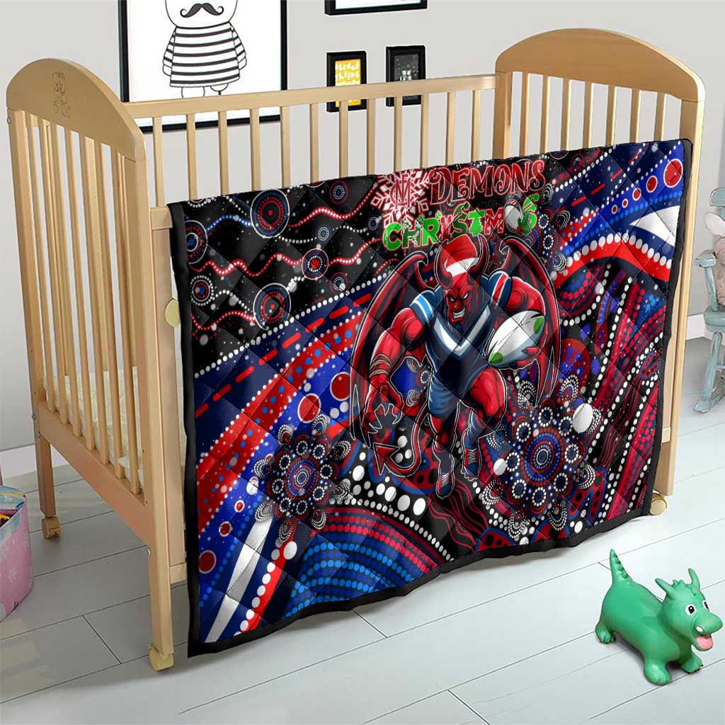 Merry Christmas AFL Demons Quilt Aboriginal Santa Football Mascot