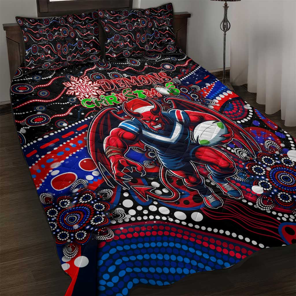 Merry Christmas AFL Demons Quilt Bed Set Aboriginal Santa Football Mascot