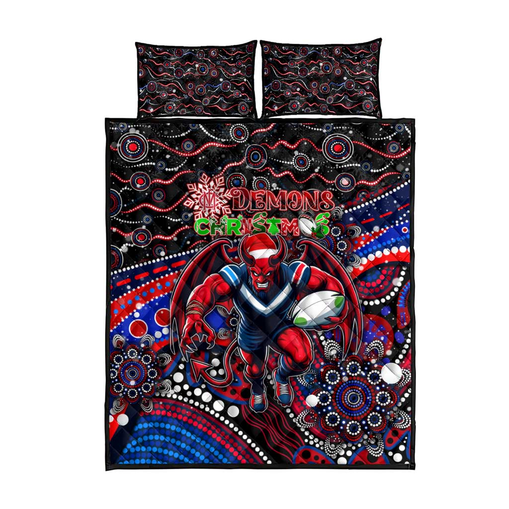 Merry Christmas AFL Demons Quilt Bed Set Aboriginal Santa Football Mascot