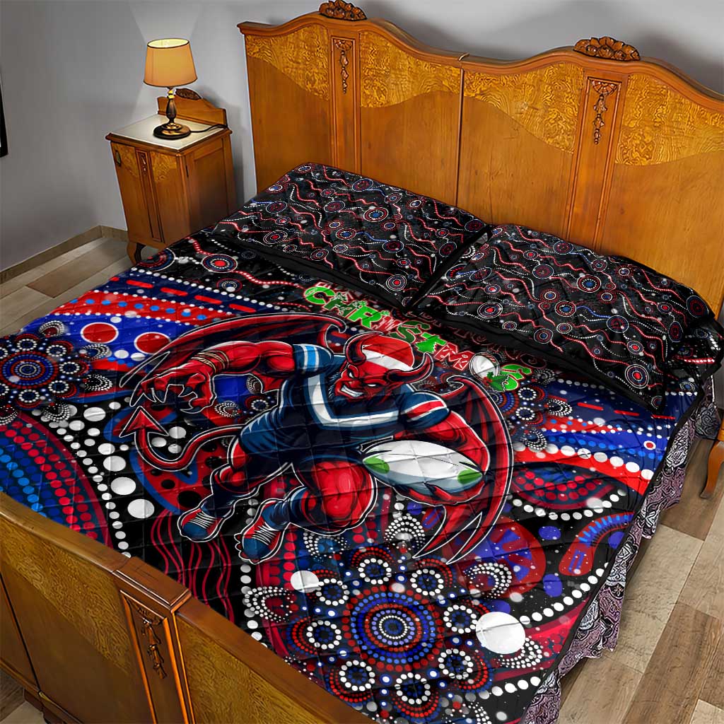 Merry Christmas AFL Demons Quilt Bed Set Aboriginal Santa Football Mascot