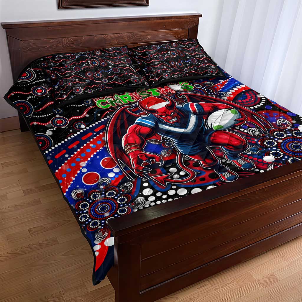 Merry Christmas AFL Demons Quilt Bed Set Aboriginal Santa Football Mascot
